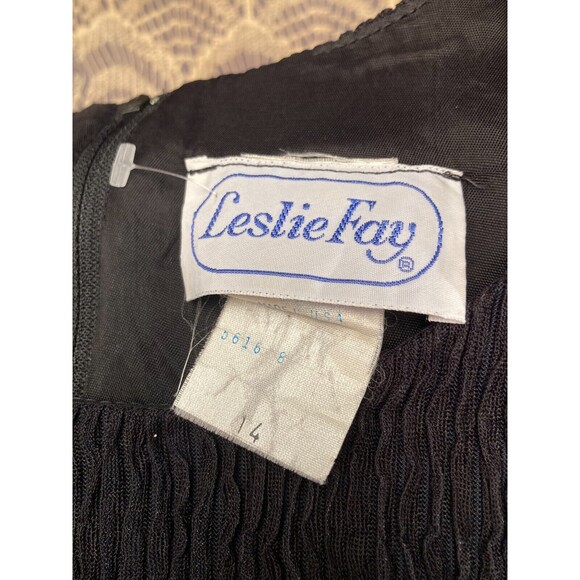 Vintage 80s Black Dress 1980s Drop Waist Flapper Goth Dark Romance Size Medium - Picture 5 of 6